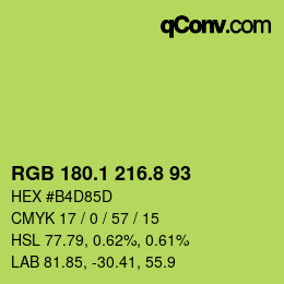 カラーコード: RGB 180.1 216.8 93 | qconv.com