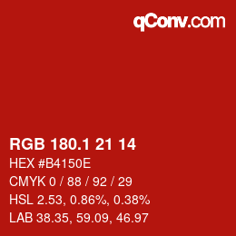 カラーコード: RGB 180.1 21 14 | qconv.com