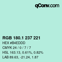 カラーコード: RGB 180.1 237 221 | qconv.com