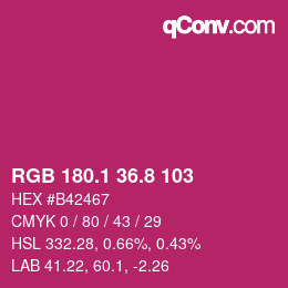 カラーコード: RGB 180.1 36.8 103 | qconv.com