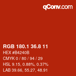 カラーコード: RGB 180.1 36.8 11 | qconv.com