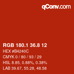 カラーコード: RGB 180.1 36.8 12 | qconv.com