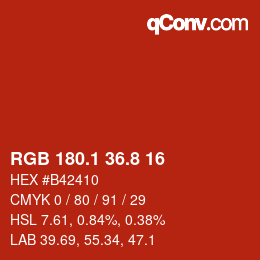カラーコード: RGB 180.1 36.8 16 | qconv.com