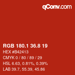 カラーコード: RGB 180.1 36.8 19 | qconv.com