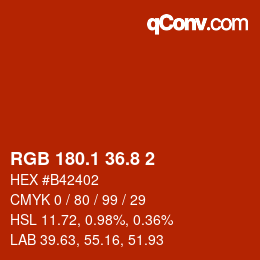 カラーコード: RGB 180.1 36.8 2 | qconv.com