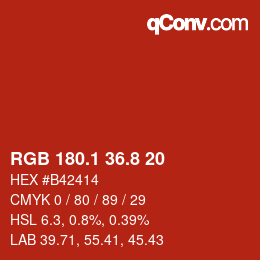カラーコード: RGB 180.1 36.8 20 | qconv.com
