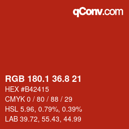 カラーコード: RGB 180.1 36.8 21 | qconv.com