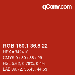 カラーコード: RGB 180.1 36.8 22 | qconv.com