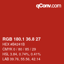 カラーコード: RGB 180.1 36.8 27 | qconv.com