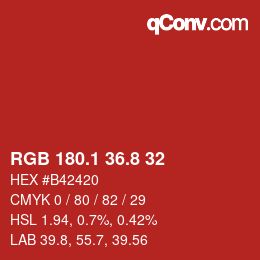 カラーコード: RGB 180.1 36.8 32 | qconv.com