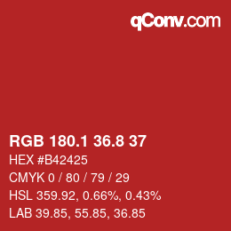 カラーコード: RGB 180.1 36.8 37 | qconv.com