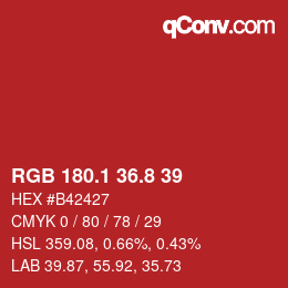 カラーコード: RGB 180.1 36.8 39 | qconv.com