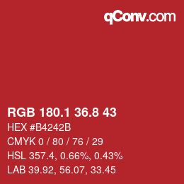 カラーコード: RGB 180.1 36.8 43 | qconv.com