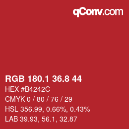 カラーコード: RGB 180.1 36.8 44 | qconv.com