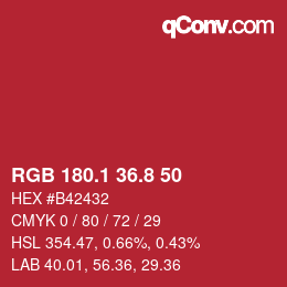 カラーコード: RGB 180.1 36.8 50 | qconv.com