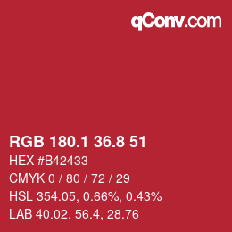 カラーコード: RGB 180.1 36.8 51 | qconv.com