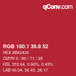 カラーコード: RGB 180.1 36.8 52 | qconv.com