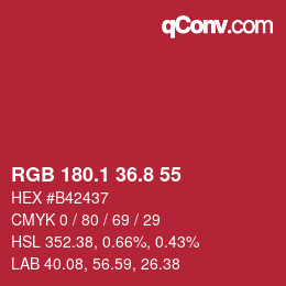 カラーコード: RGB 180.1 36.8 55 | qconv.com