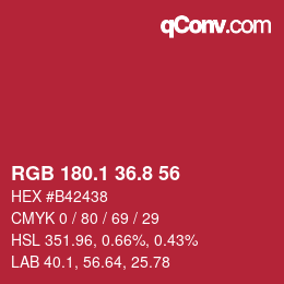 カラーコード: RGB 180.1 36.8 56 | qconv.com