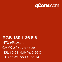 カラーコード: RGB 180.1 36.8 6 | qconv.com