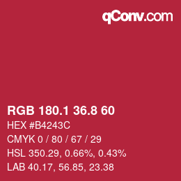 カラーコード: RGB 180.1 36.8 60 | qconv.com