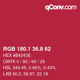 カラーコード: RGB 180.1 36.8 62 | qconv.com