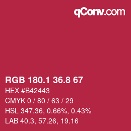 カラーコード: RGB 180.1 36.8 67 | qconv.com