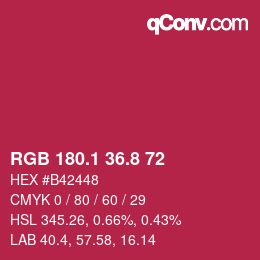 カラーコード: RGB 180.1 36.8 72 | qconv.com