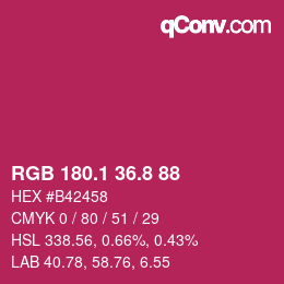 カラーコード: RGB 180.1 36.8 88 | qconv.com