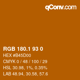 カラーコード: RGB 180.1 93 0 | qconv.com