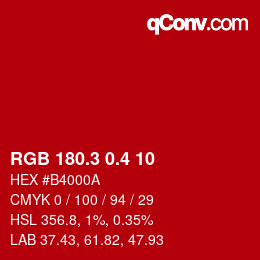 カラーコード: RGB 180.3 0.4 10 | qconv.com