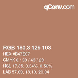 カラーコード: RGB 180.3 126 103 | qconv.com