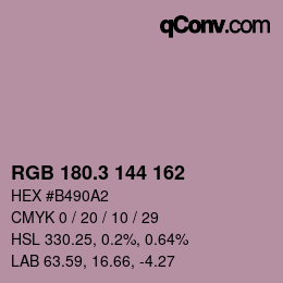 カラーコード: RGB 180.3 144 162 | qconv.com