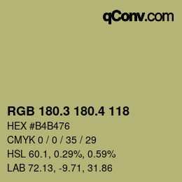 カラーコード: RGB 180.3 180.4 118 | qconv.com