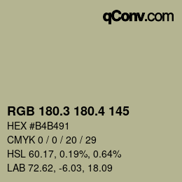 カラーコード: RGB 180.3 180.4 145 | qconv.com