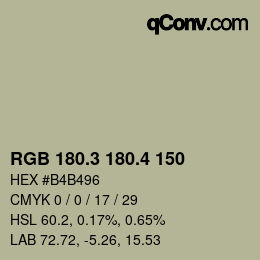 カラーコード: RGB 180.3 180.4 150 | qconv.com