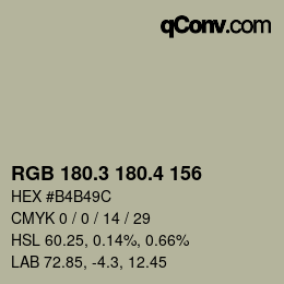カラーコード: RGB 180.3 180.4 156 | qconv.com