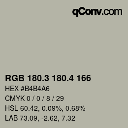 カラーコード: RGB 180.3 180.4 166 | qconv.com