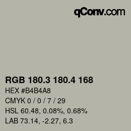 カラーコード: RGB 180.3 180.4 168 | qconv.com
