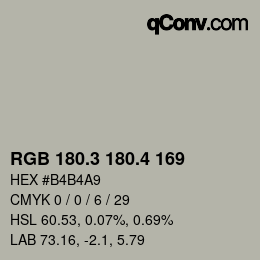 カラーコード: RGB 180.3 180.4 169 | qconv.com
