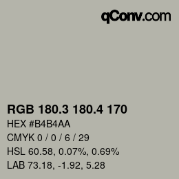 カラーコード: RGB 180.3 180.4 170 | qconv.com