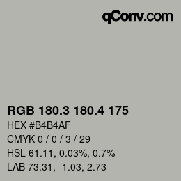 カラーコード: RGB 180.3 180.4 175 | qconv.com