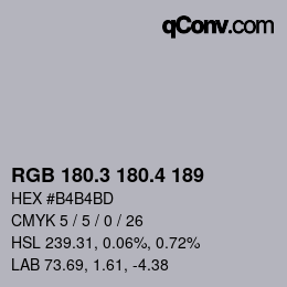 カラーコード: RGB 180.3 180.4 189 | qconv.com