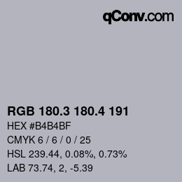 カラーコード: RGB 180.3 180.4 191 | qconv.com