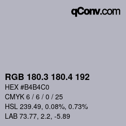 カラーコード: RGB 180.3 180.4 192 | qconv.com