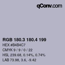 カラーコード: RGB 180.3 180.4 199 | qconv.com