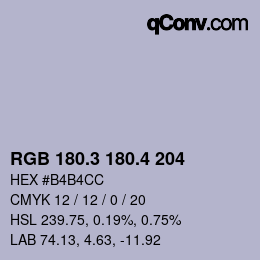 カラーコード: RGB 180.3 180.4 204 | qconv.com