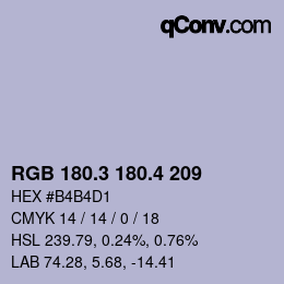 カラーコード: RGB 180.3 180.4 209 | qconv.com