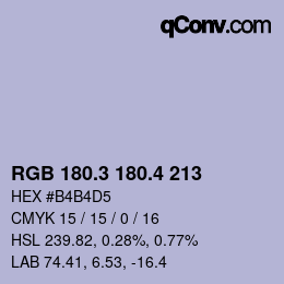 カラーコード: RGB 180.3 180.4 213 | qconv.com