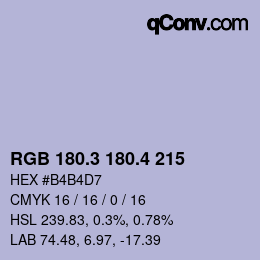 カラーコード: RGB 180.3 180.4 215 | qconv.com